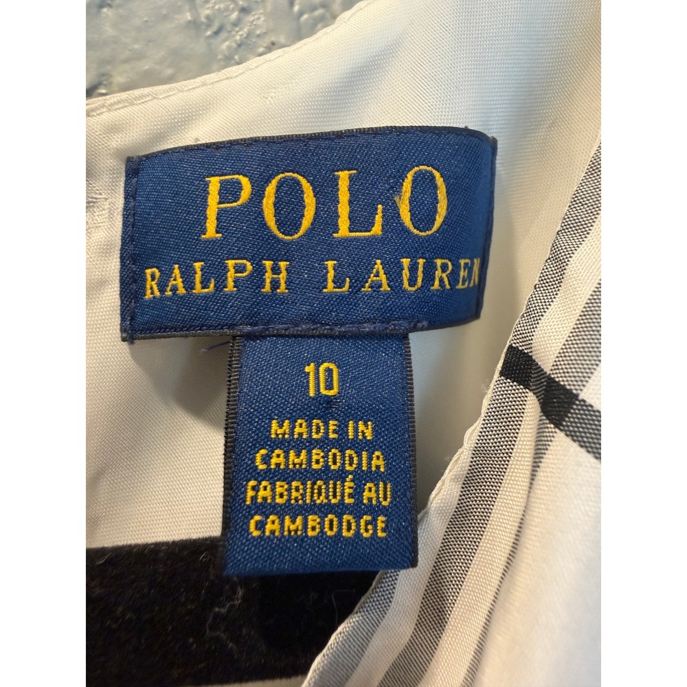 Polo Ralph Lauren Girls Black White Plaid Fit Flare Dress Size 10 Holiday Party - Picture 7 of 10